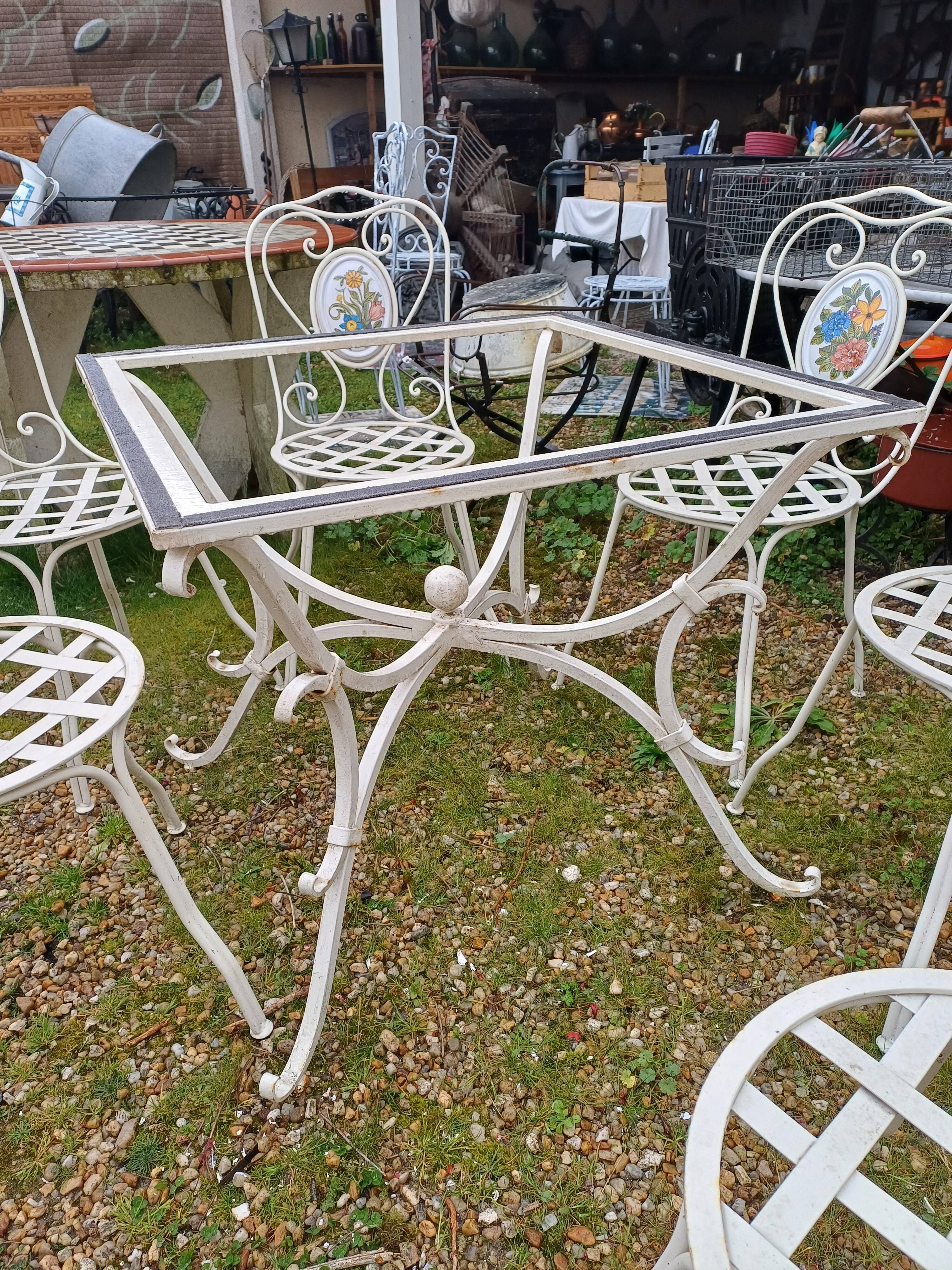 Garden furniture. Wrought iron and ceramic. Italian handcrafted.