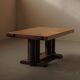 Solid oak table with marquetry, France, circa 1940.