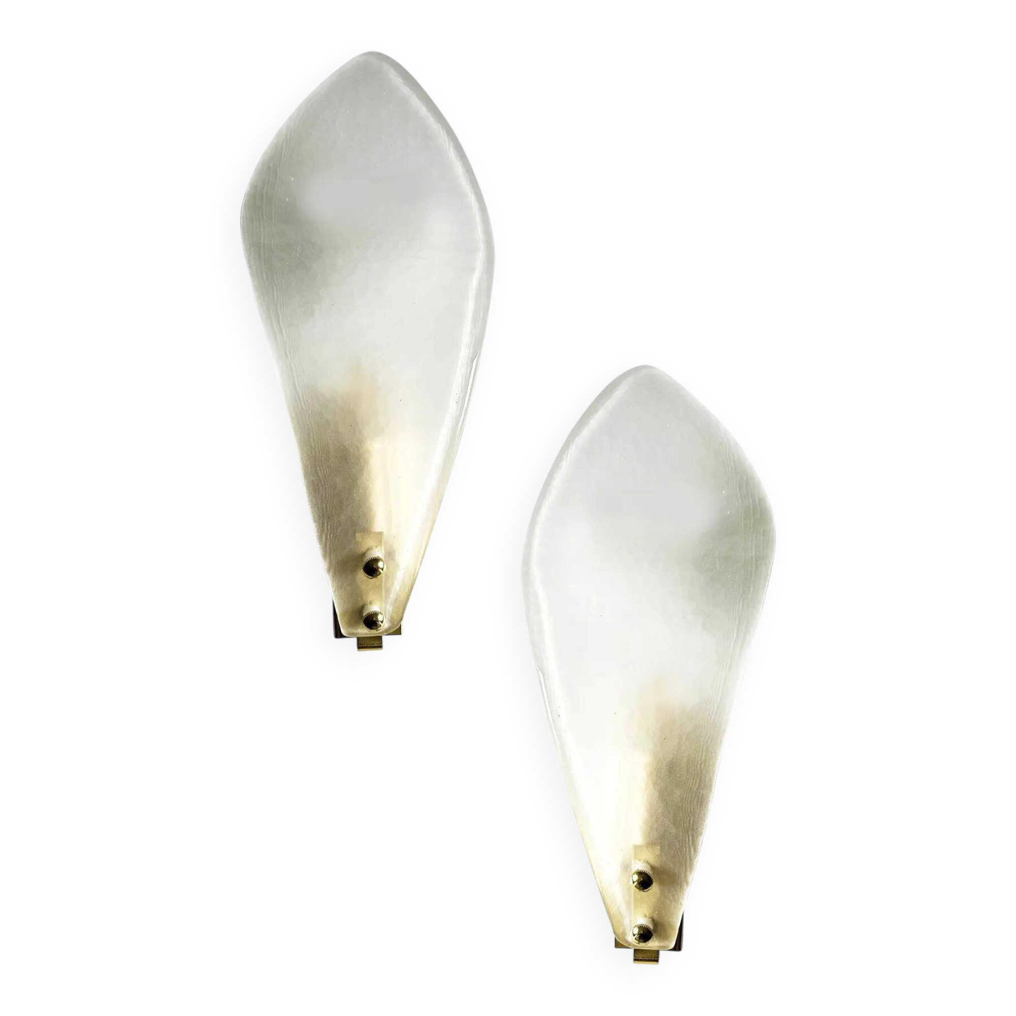 Elegant Contemporary Italian Sanded Leaf Murano Glass Wall Sconce Set