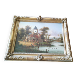 Tableau horloge signé Desfontaines XIXème