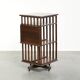 Large antique English oak book carousel from the 19th century