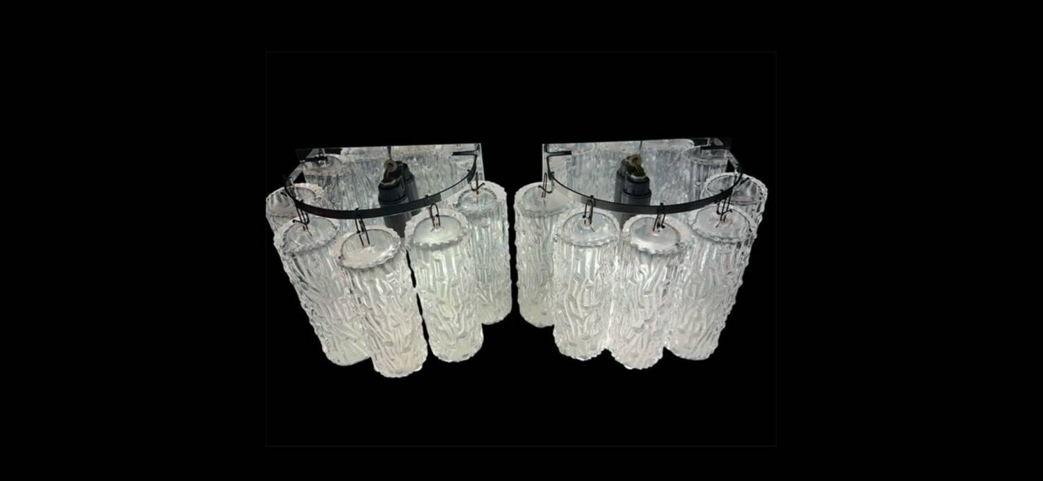 Pair of Venini Tronchi wall lights by Toni Zucherri, Italy 1970