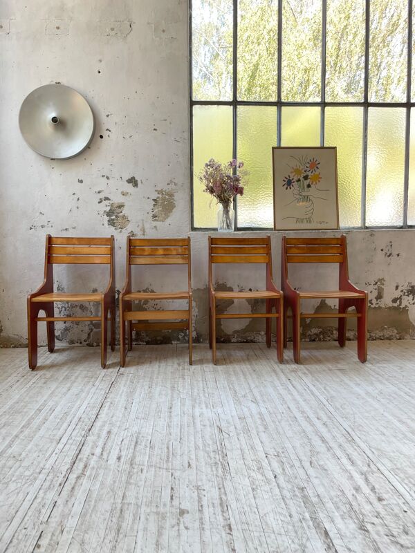 4 chaises vintage Plywood années 80