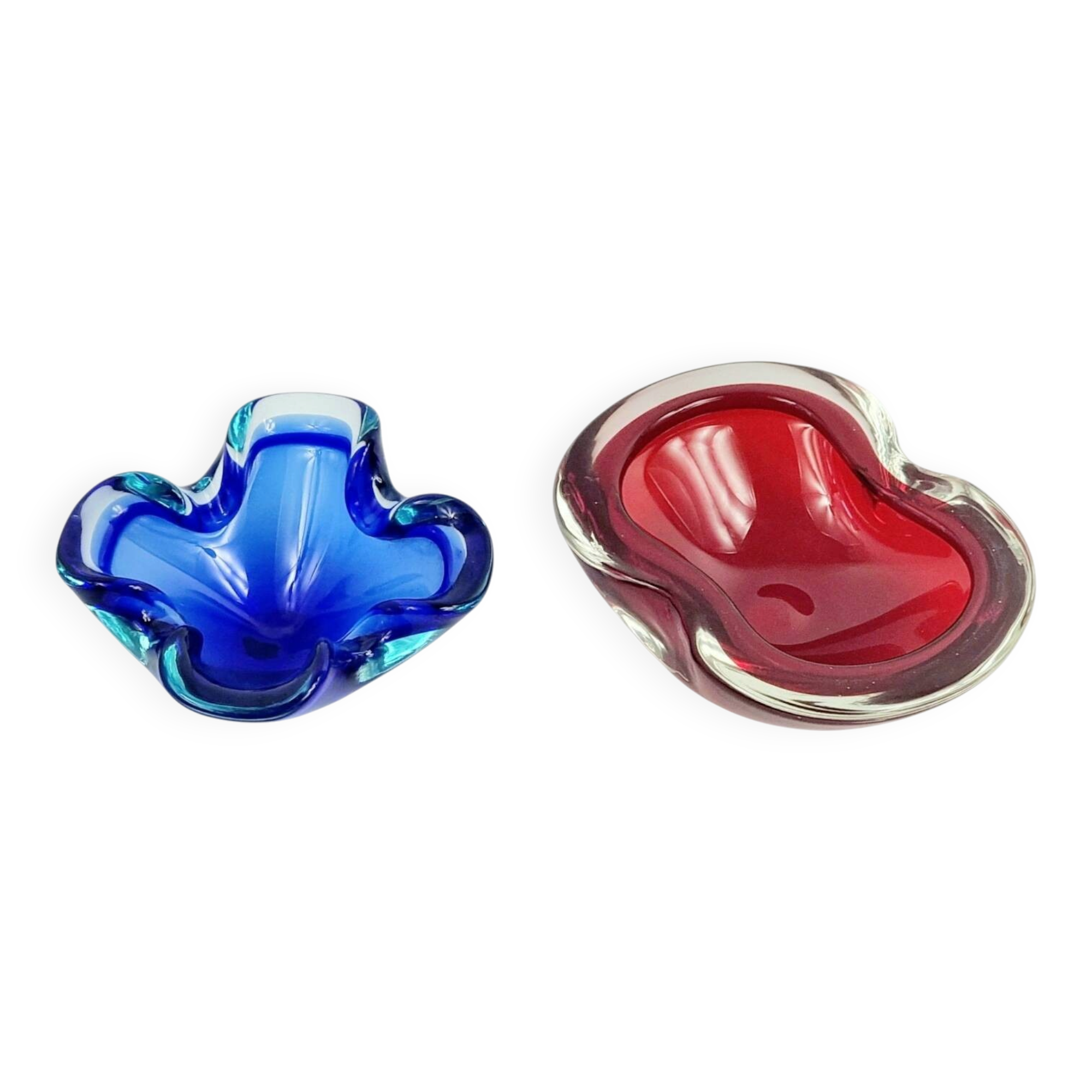 Murano glass Sommerso ashtrays from the mid-century by F. Poli for Seguso