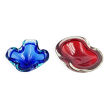 Murano glass Sommerso ashtrays from the mid-century by F. Poli for Seguso