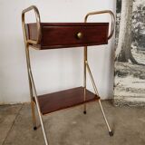 Metal and wood bedside table 1960/1970
