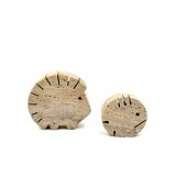 Travertine figures porcupine and fish, Fratelli Mannelli, Italy 1970s