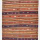 Tapis vintage Kilim rayé rouge et orange