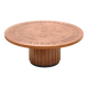 Round vintage brutalist coffee table by VAD Trævarefabrik with copper top