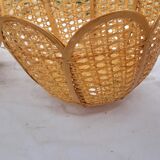Set of 4 vintage wicker pendant lamps