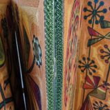 Screen decorated with wool threads, “Huichol” art, Sofia Ribeira, 124 cm