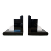 Geometric bookends in black marble and white stone – Art Deco style