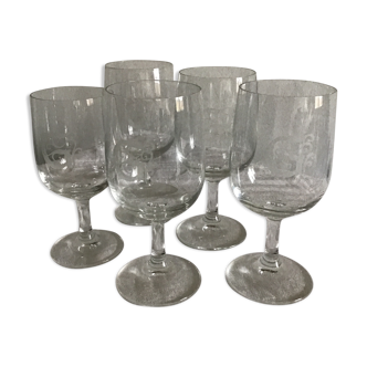 5 glasses old Crystal monograms