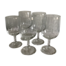 Set de 5 verres anciens cristal monogrammés