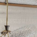 Brass chandelier with 4 lights and glass tulips - 1950s/60s
