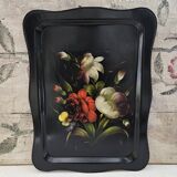 Large antique tray with flowers