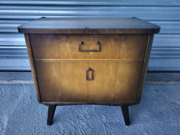 Coiffeuse commode miroir triptyque et chevet style scandinave Vintage