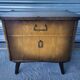 Vintage Scandinavian style dressing table with triptych mirror and bedside table.