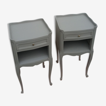 Pair of bedsides style Louis XV gray