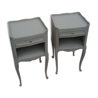 Pair of bedsides style Louis XV gray
