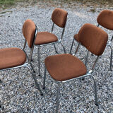 Chromed metal and wool chairs