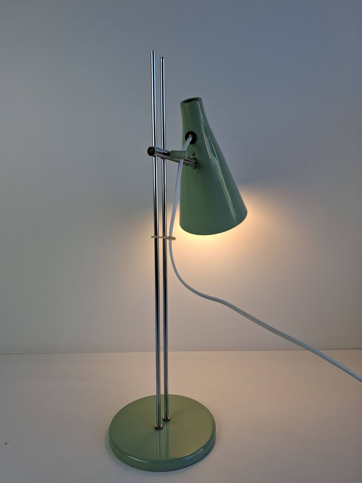 Josef Hůrka for Lidokov Midcentury Modern Table Lamp in Green Metal