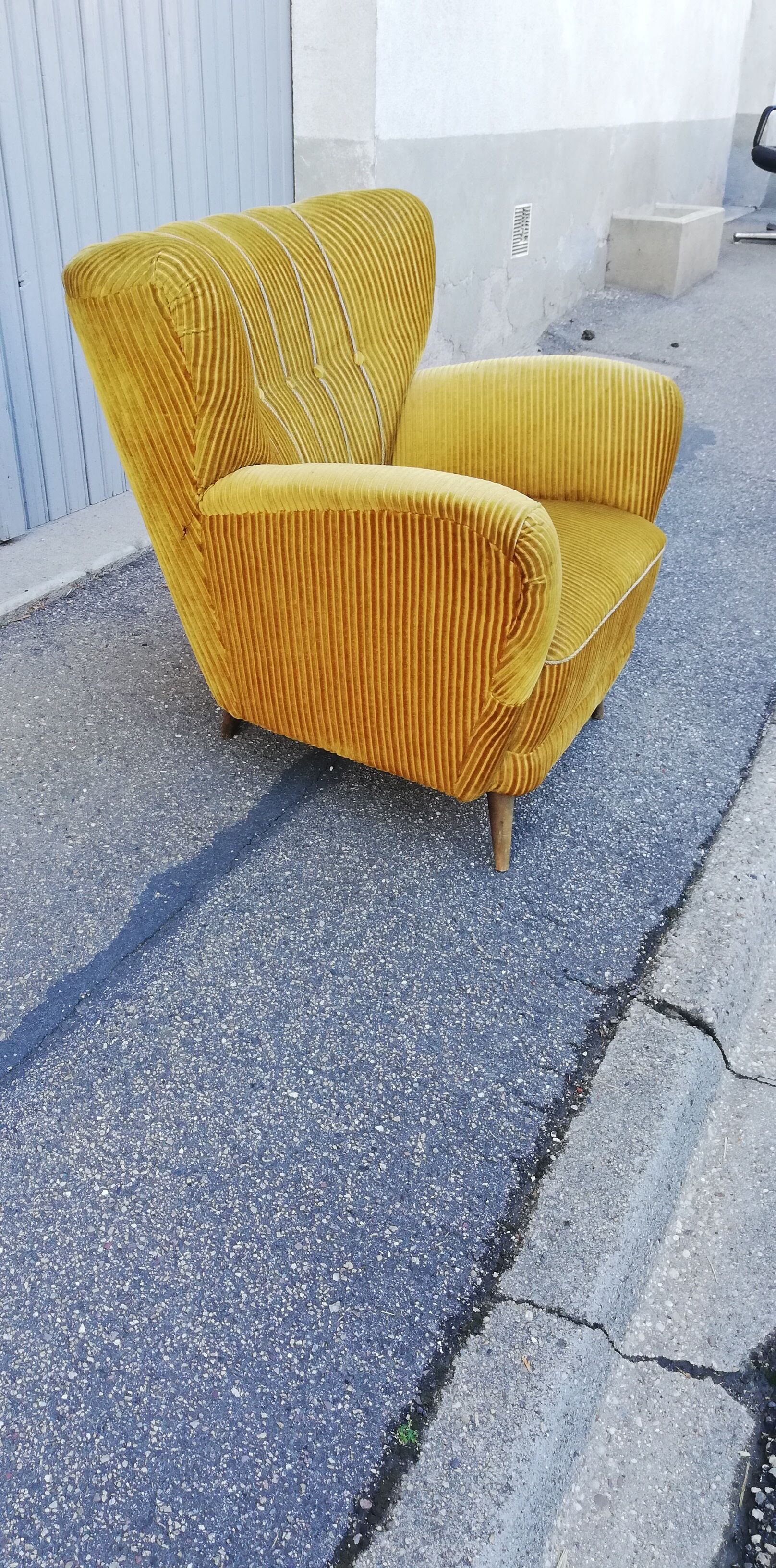 Vintage armchair yellow fabric