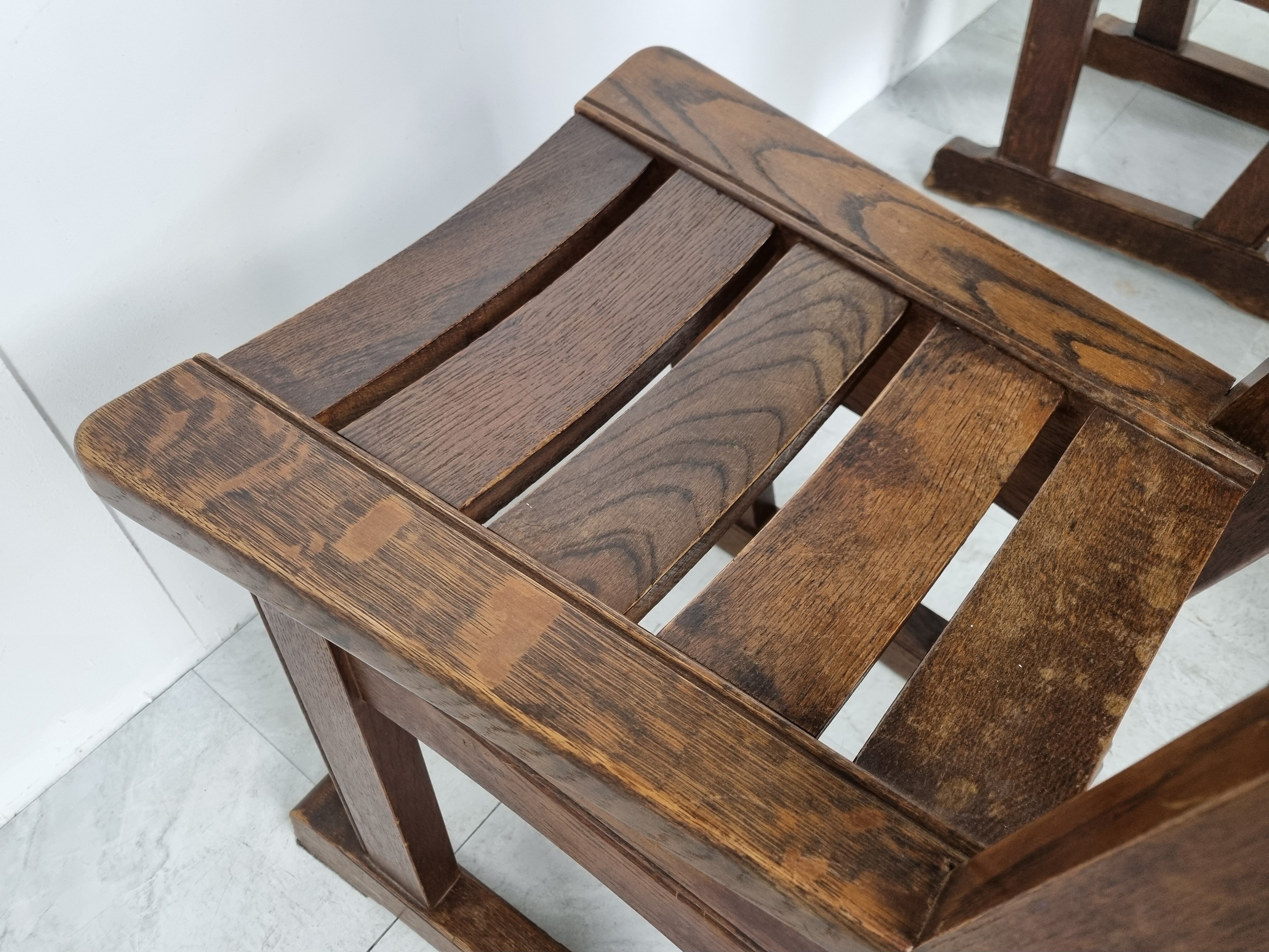 Vintage brutalist dining chairs, Vintage brutalist dining chairs, set of 6 - 1960sset of 6 - 1960s