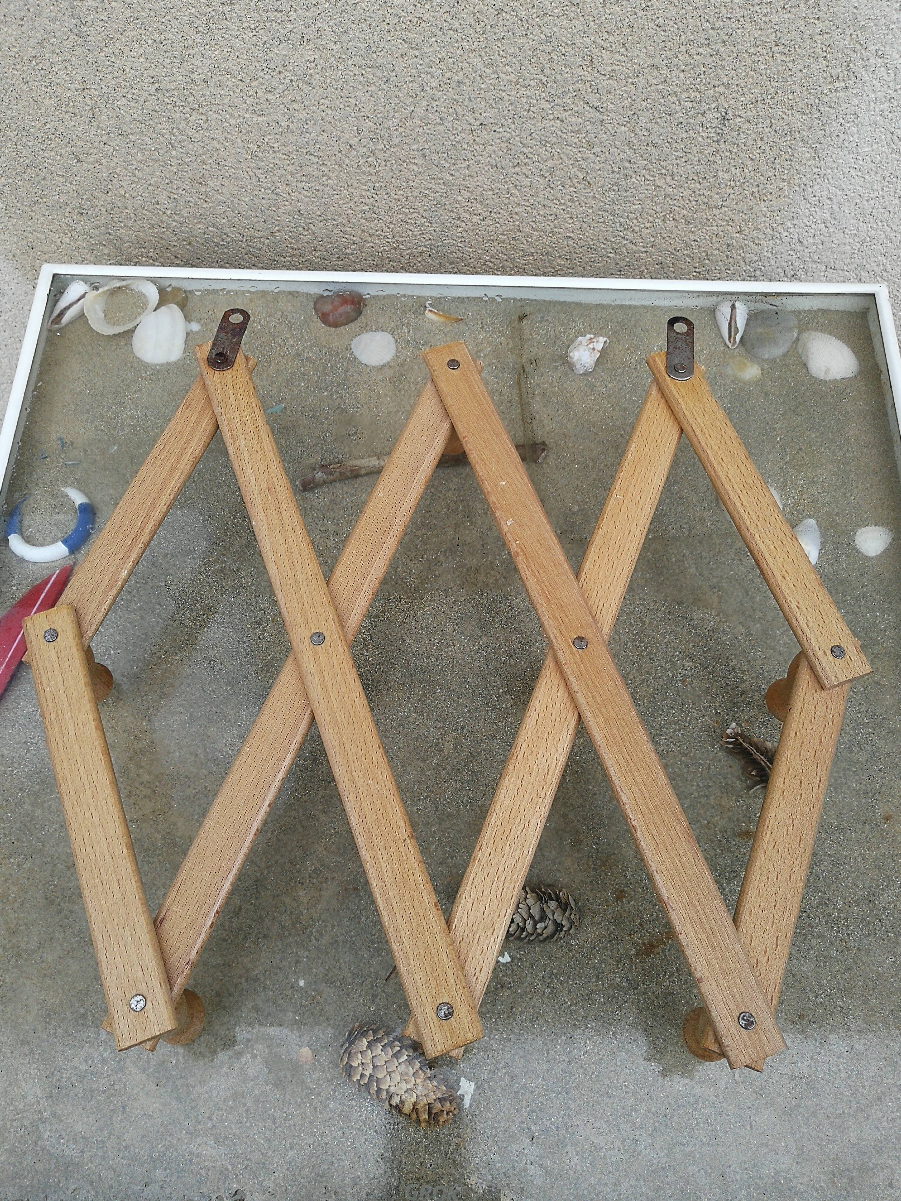 Vintage wooden wall coat rack