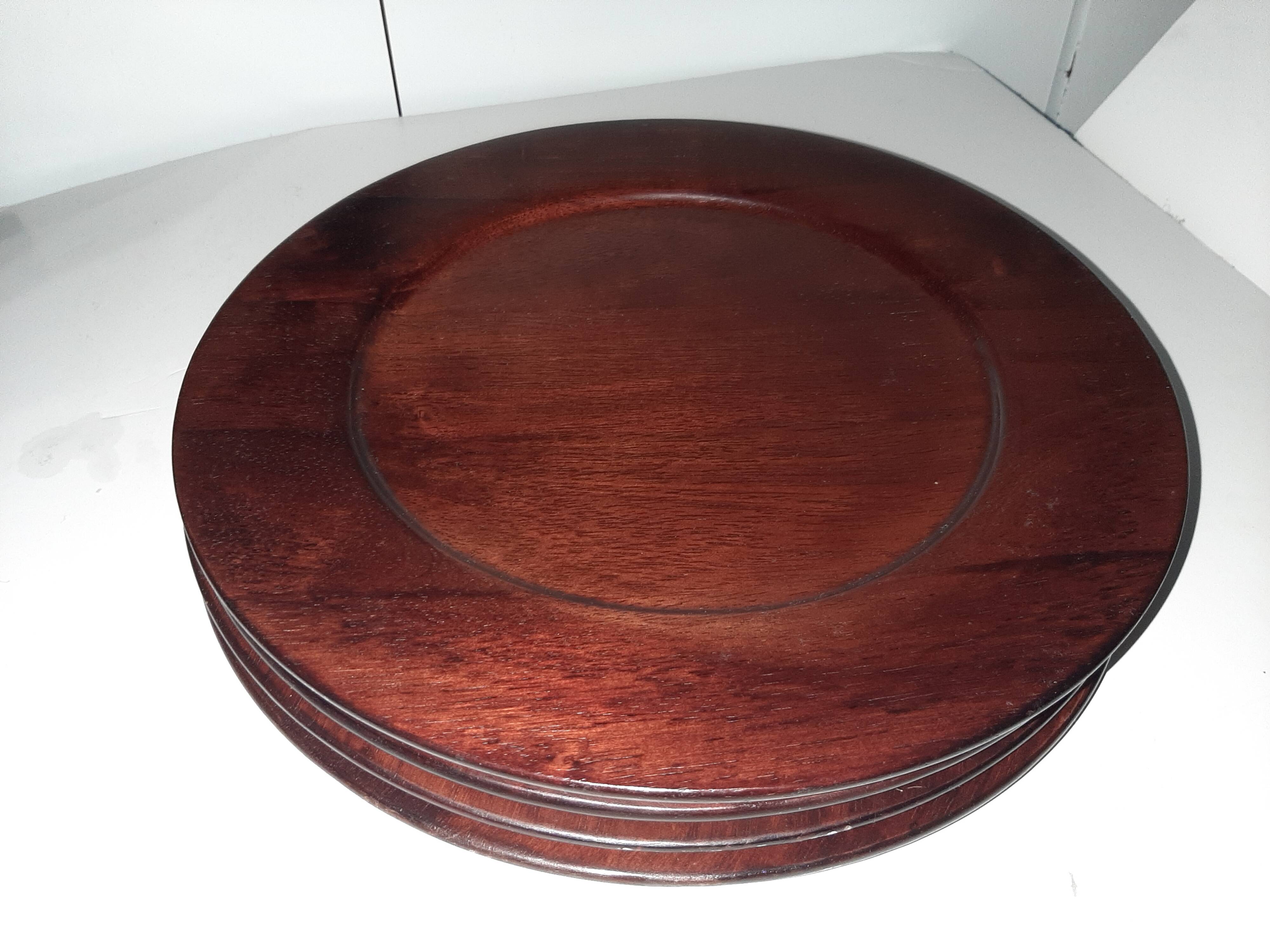 4 vintage wooden presentation dishes/plates
