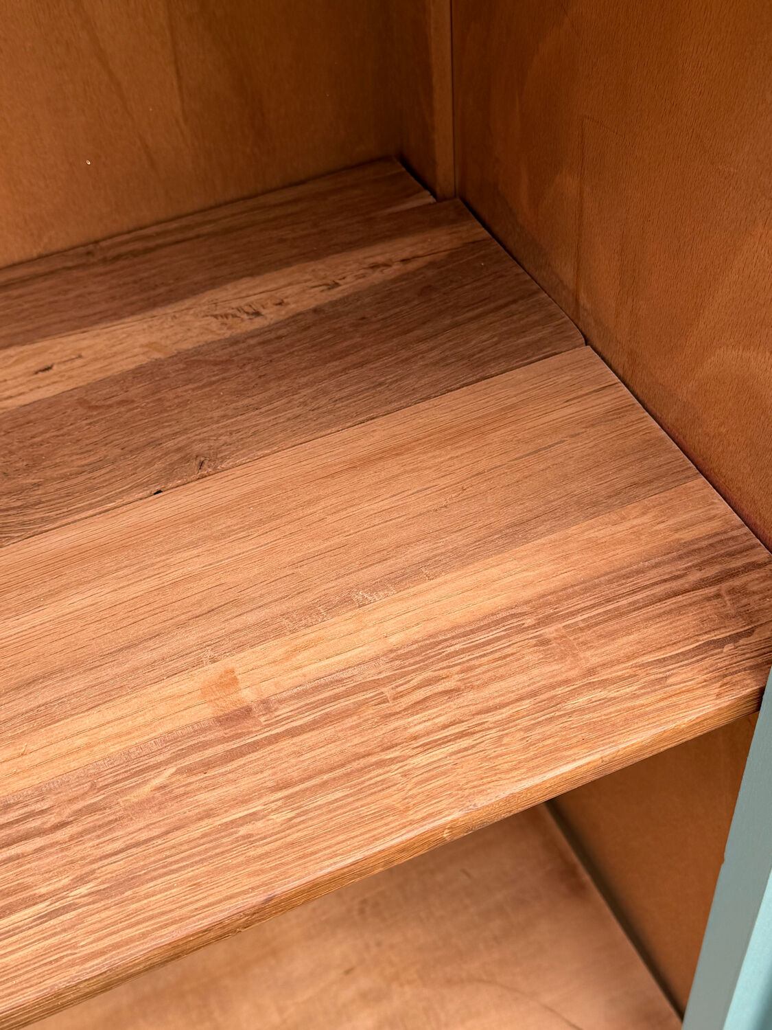 Vintage grey-green glass cabinet from the 1960s.