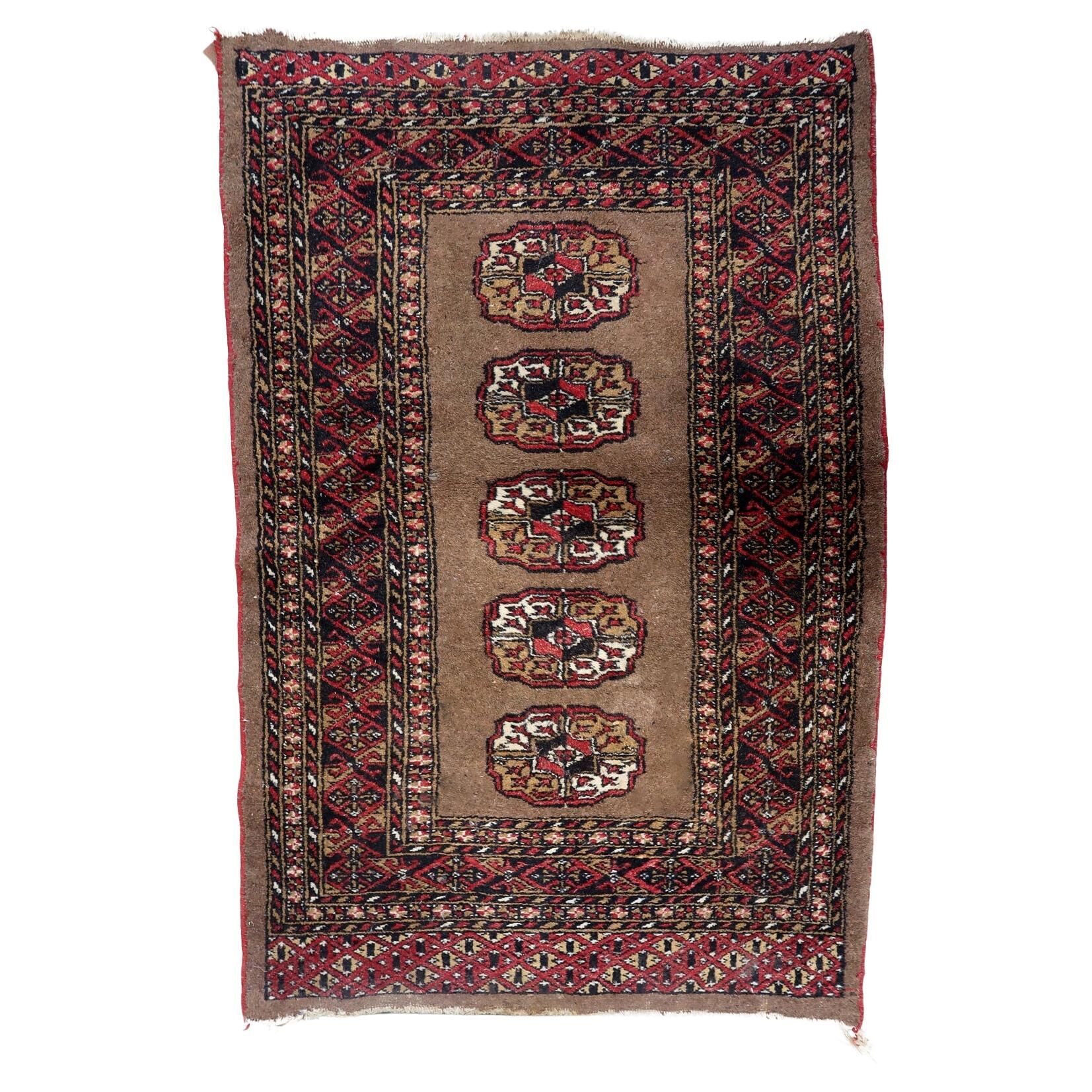 Antique Uzbek Bukhara handmade rug 82cm x 122cm (1920s)