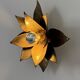 Pair of vintage patinated brass wall lights with floral motif, France, 1960.