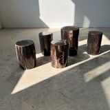 Side table in black petrified wood h:28,5cm d:17cm