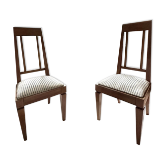 Pair of art deco wooden chairs 1950
