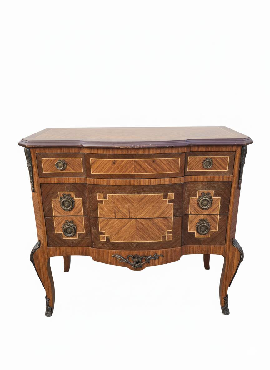 Commode transition in marquetry, Louis XV style, early 20th century.