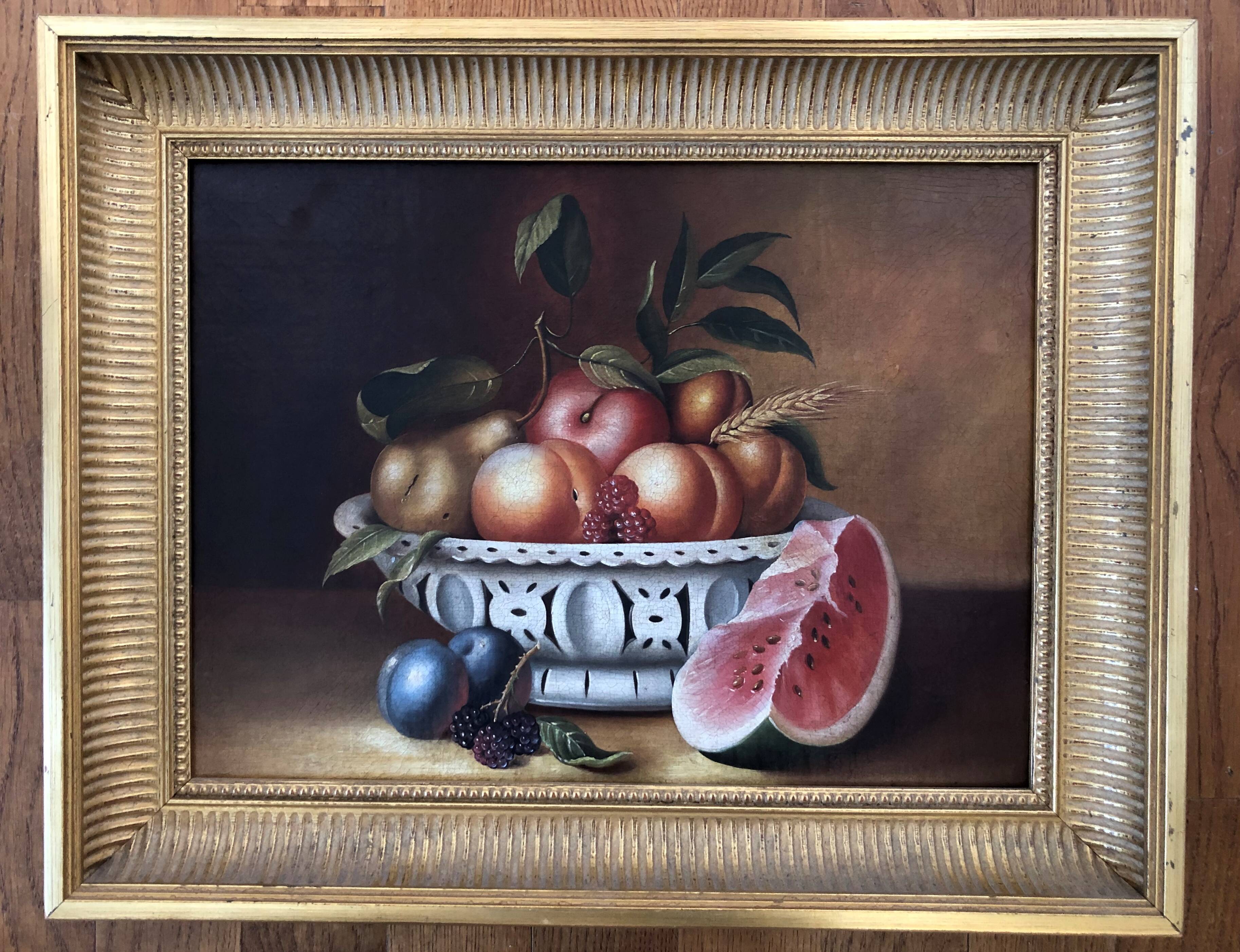 Tableau : huile sur toile - nature morte aux fruits