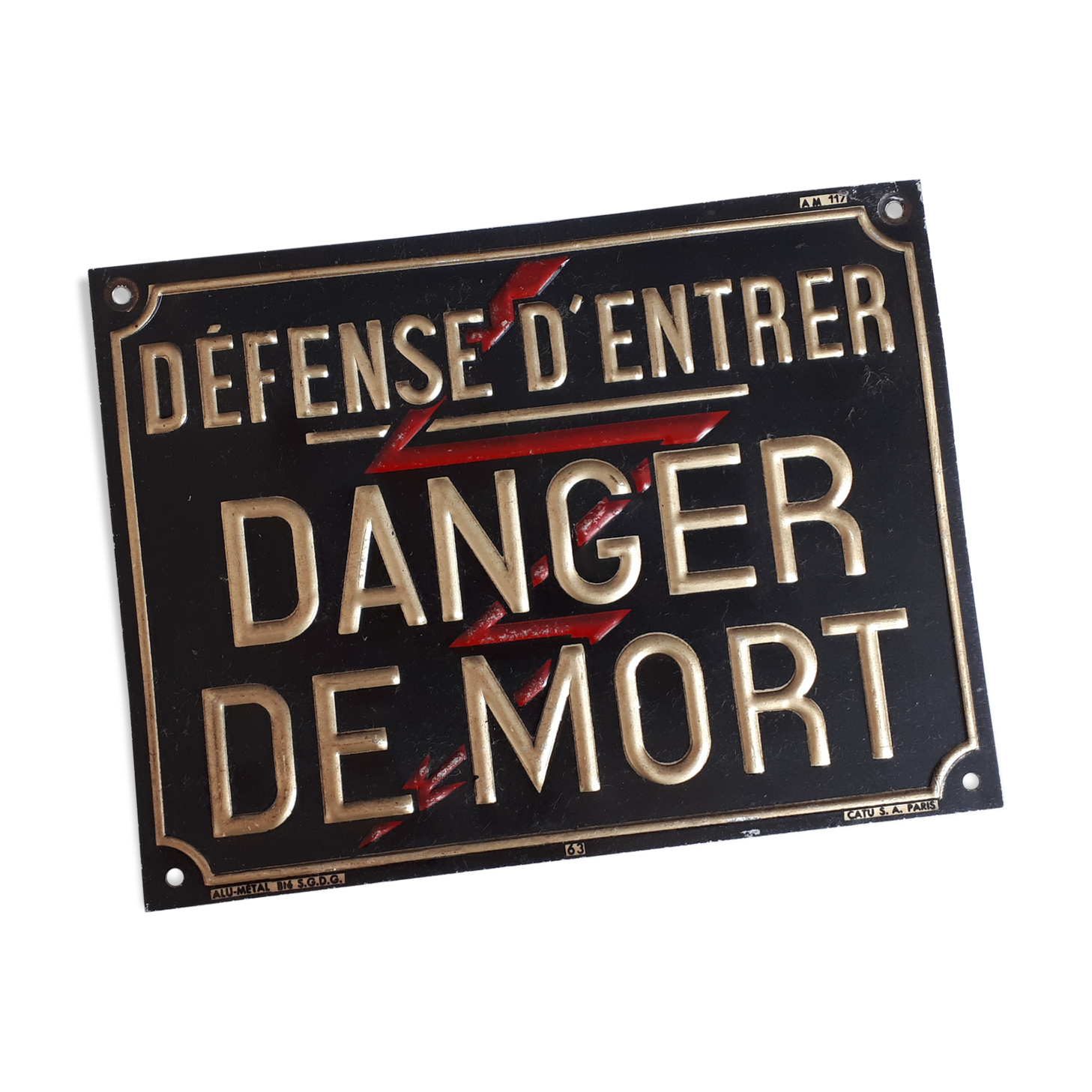 Plate embossed trespassing