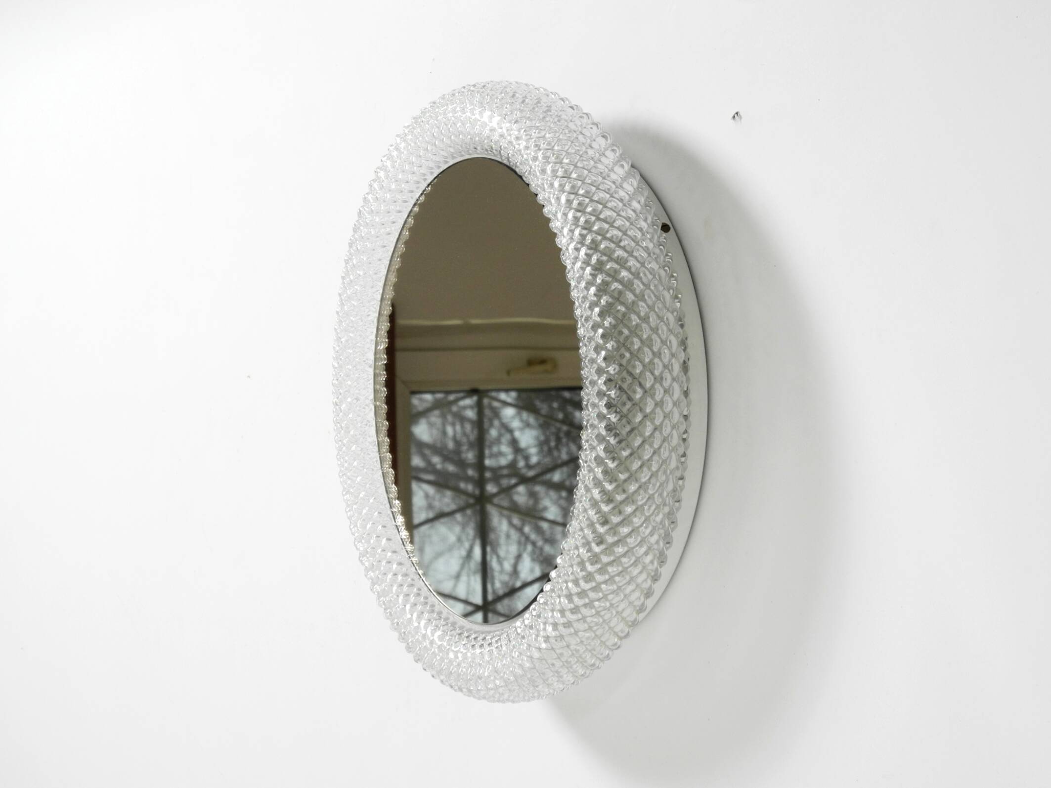 Stunning 1960s illuminated Limburg crystal glass wall mirror