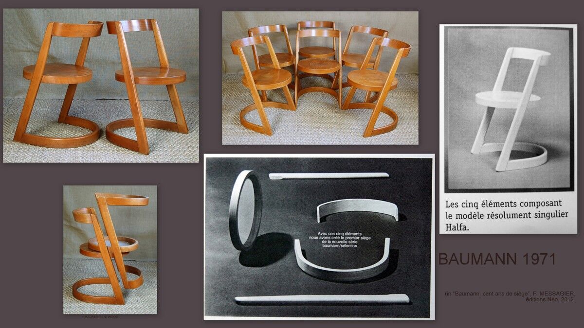 6 cantilever chairs Baumann Halfa 70s