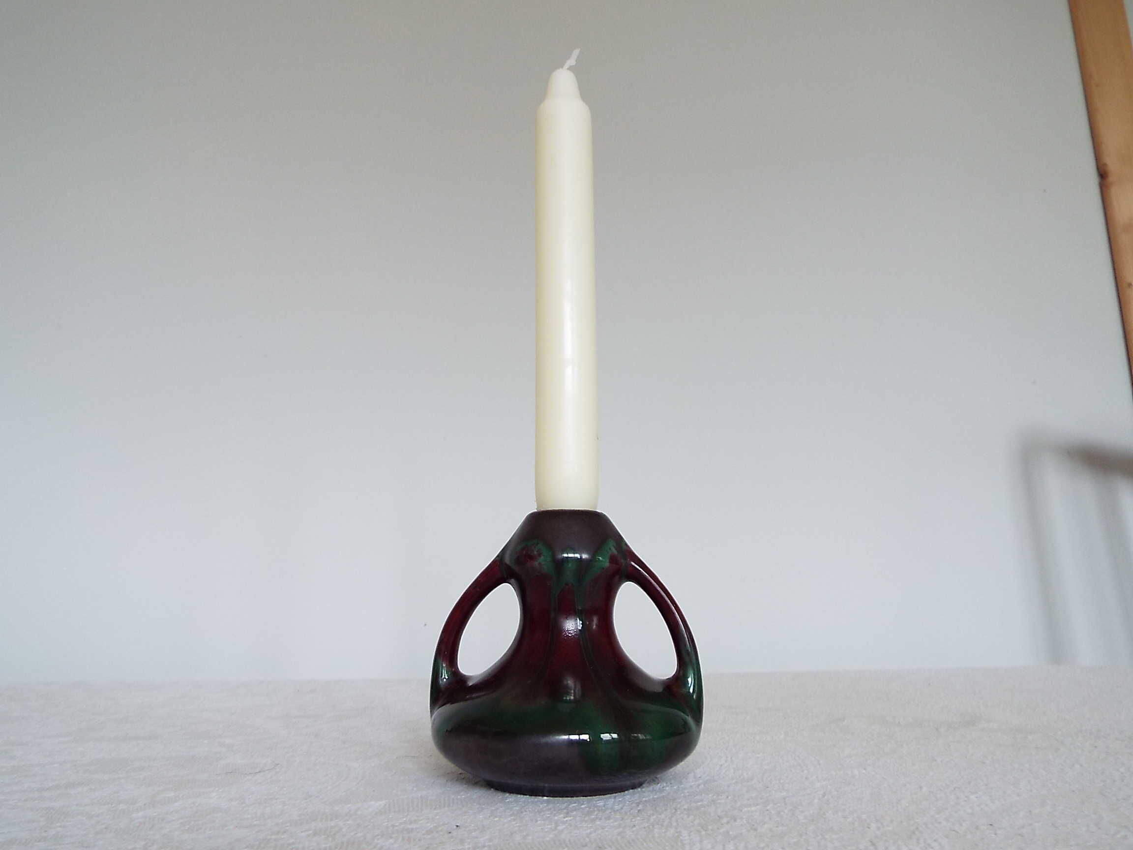 Flamed stoneware vase candle holder