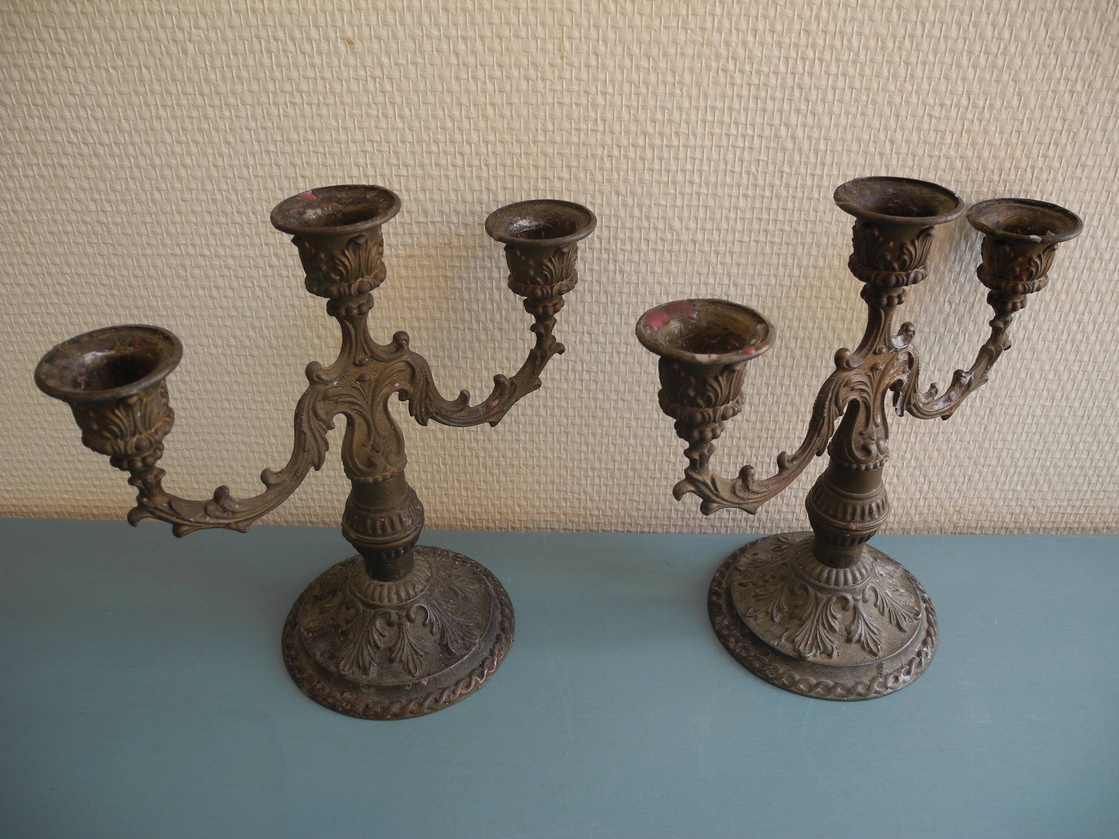 Pair of candlesticks gada vintage deco candlesticks