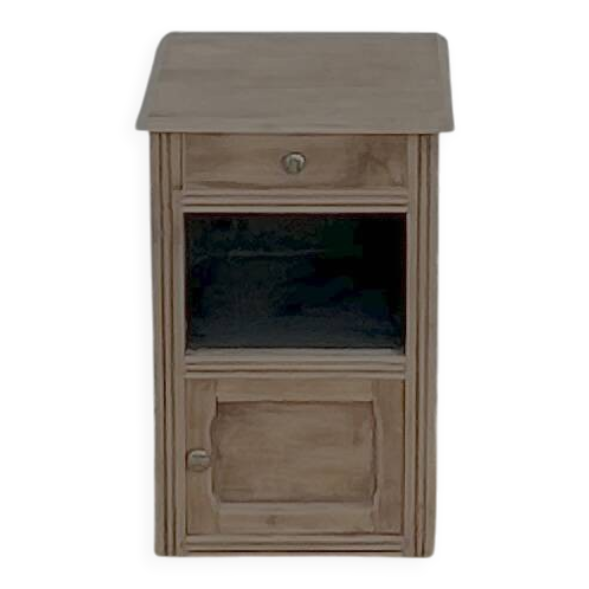 Antique bedside table in raw solid wood