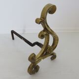 Pair of large art nouveau bronze chenets