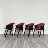 Modern Chairs in Lacquered Wood and Fabric from Pozzi & Verga, 1970s, Set of 4