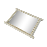 White bamboo effect wooden barber mirror 44 x 40 cm