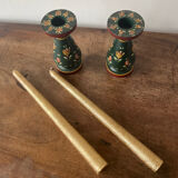 Hand-painted wooden candlesticks