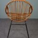 Dark rattan armchair with armrests Dutch Design 1960