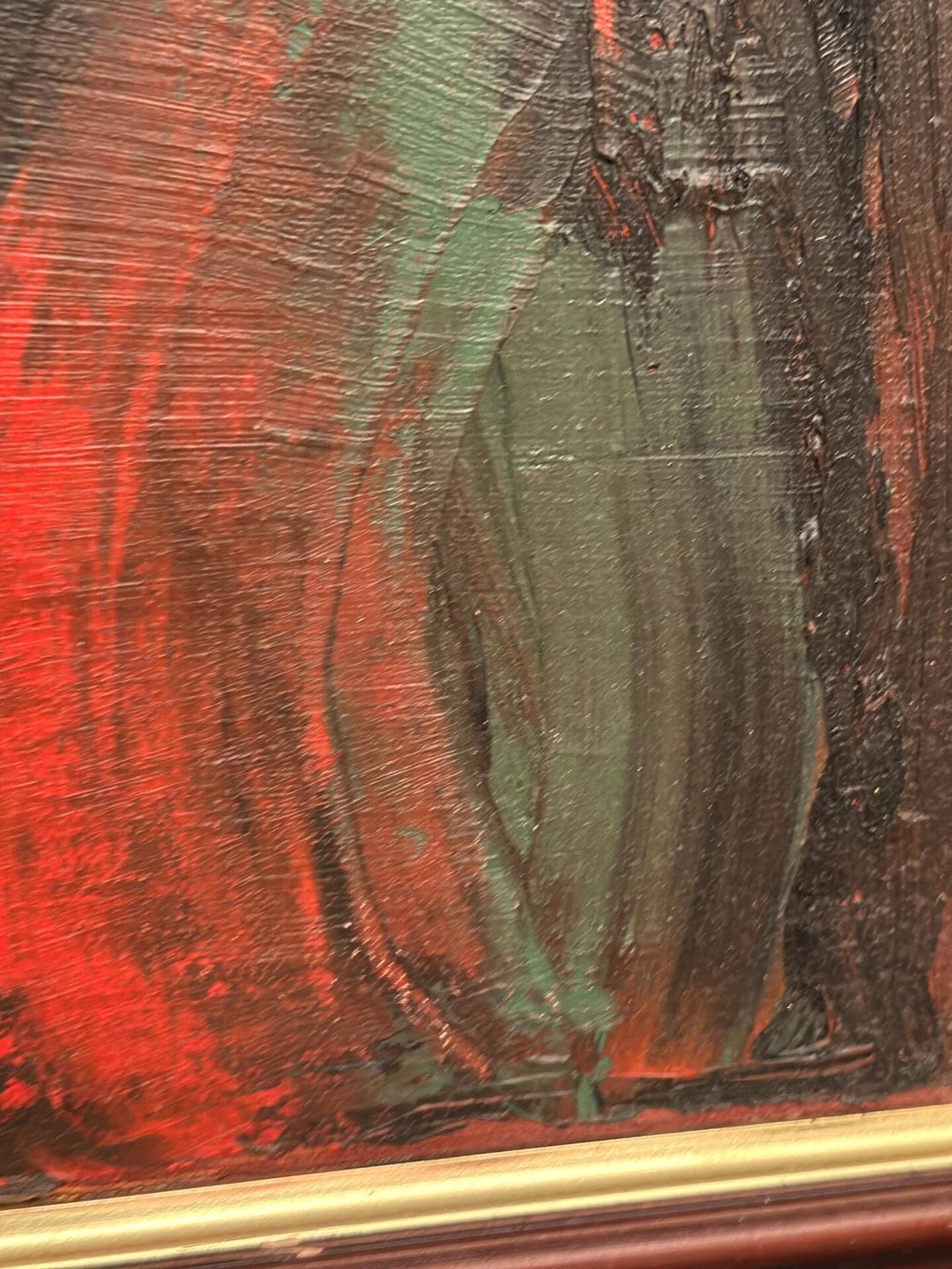 Original Swedish Oil on Canvas – Abstract Expressionist Composition – Vintage & Framed