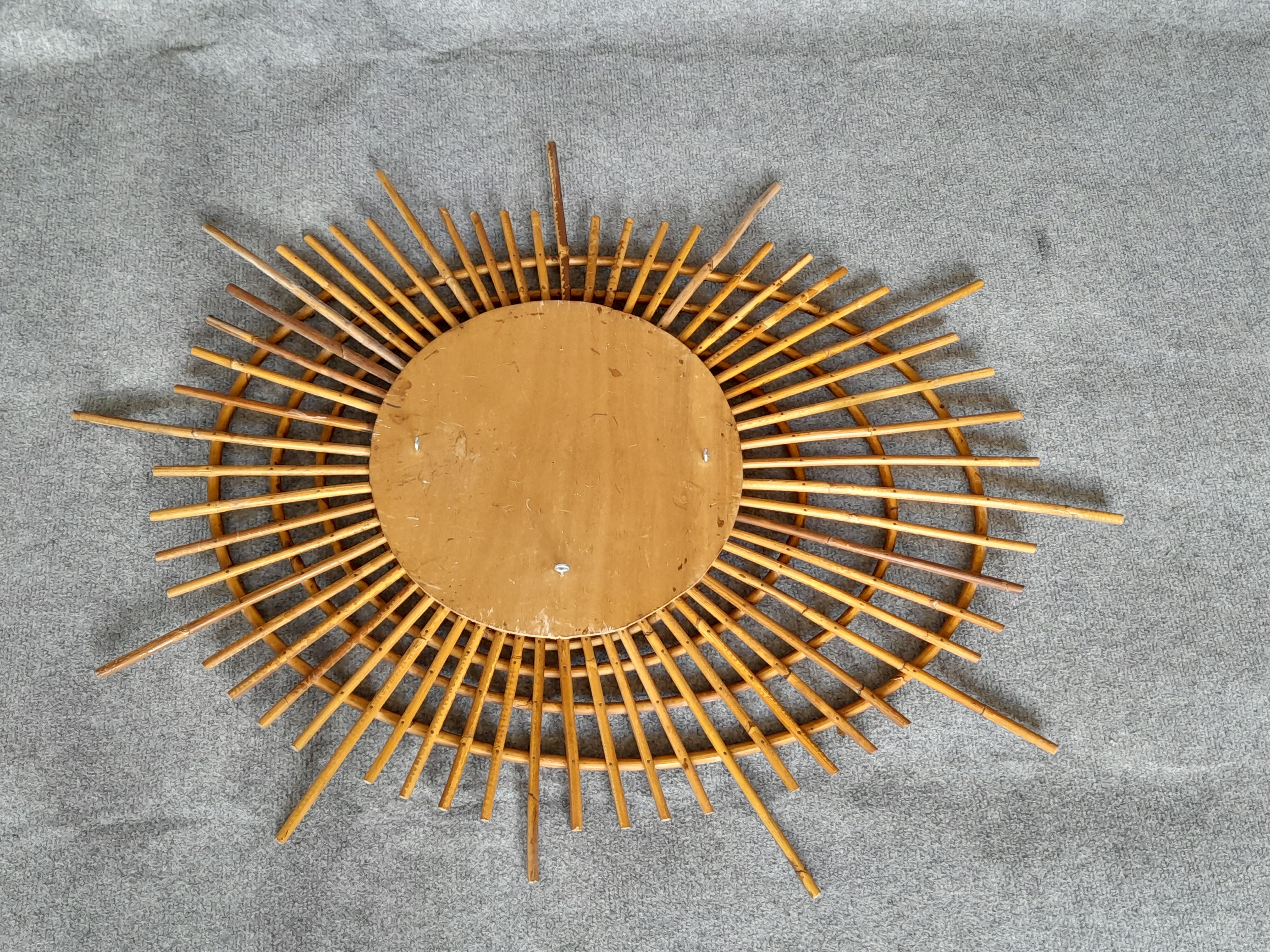 Vintage rattan mirror (known as ORTF)